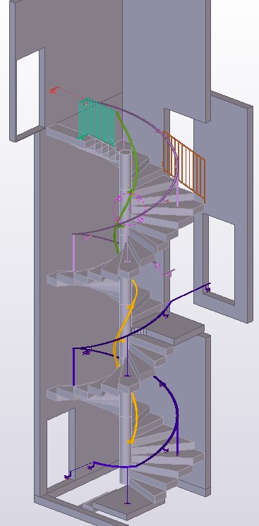 Escalier hélicoïdal métallique en cage — CDO, Centre Spatial Guyanais, Guyane française